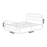 NNEED Bed Frame Metal Double Size Bed Platform White
