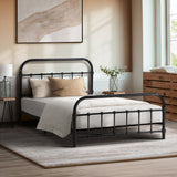 NNEED Metal Bed Frame King Single Railing-style Black