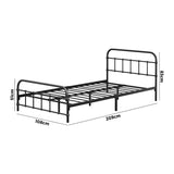 NNEED Metal Bed Frame King Single Railing-style Black