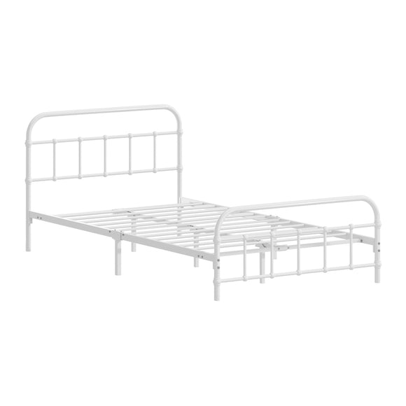 NNEED Bed Frame Metal King Single Bed Platform White
