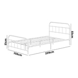 NNEED Bed Frame Metal King Single Bed Platform White