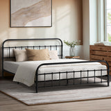 NNEED Metal Bed Frame Queen Size Railing-style Black