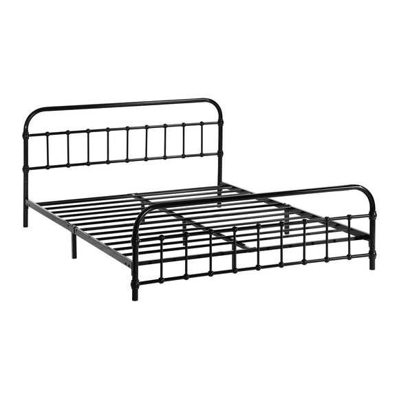 NNEED Metal Bed Frame Queen Size Railing-style Black
