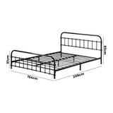 NNEED Metal Bed Frame Queen Size Railing-style Black