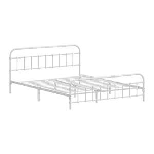 NNEED Bed Frame Metal Queen Size Bed Platform White