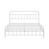 NNEED Bed Frame Metal Queen Size Bed Platform White