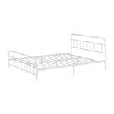 NNEED Bed Frame Metal Queen Size Bed Platform White