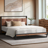 NNEED Metal Bed Frame Double Size Wooden