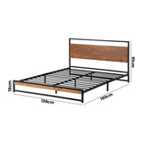 NNEED Metal Bed Frame Double Size Wooden