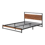 NNEED Metal Bed Frame Double Size Wooden