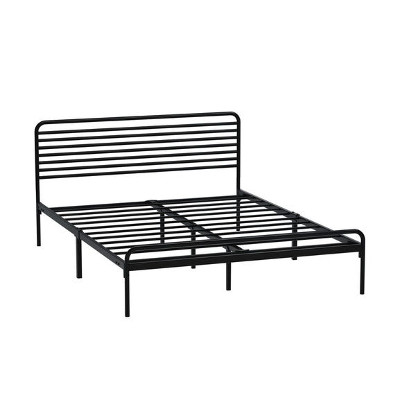 NNEED Double Metal Bed Frame Railing-style Black