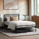 NNEED King Single Metal Bed Frame Railing-style Black