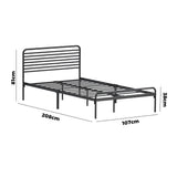 NNEED King Single Metal Bed Frame Railing-style Black