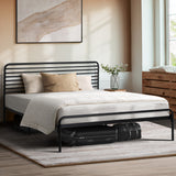 NNEED Queen Metal Bed Frame Railing-style Black