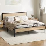 NNEED Metal Bed Frame Double Size with Rattan Board