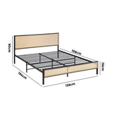 NNEED Metal Bed Frame Double Size with Rattan Board