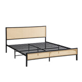 NNEED Metal Bed Frame Double Size with Rattan Board