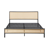 NNEED Metal Bed Frame Double Size with Rattan Board