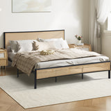 NNEED Metal Bed Frame King Size with Rattan Board