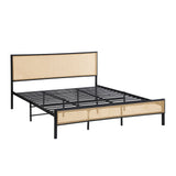 NNEED Metal Bed Frame King Size with Rattan Board