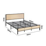 NNEED Metal Bed Frame King Size with Rattan Board