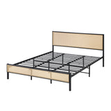 NNEED Metal Bed Frame King Size with Rattan Board