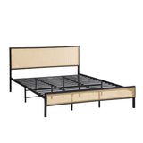 NNEED Metal Bed Frame King Size with Rattan Board