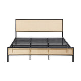 NNEED Metal Bed Frame King Size with Rattan Board
