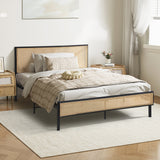 NNEED Metal Bed Frame King Single Size with Rattan Board