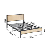 NNEED Metal Bed Frame King Single Size with Rattan Board