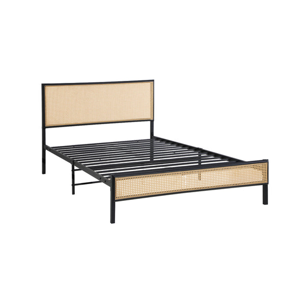 NNEED Metal Bed Frame Single Size with Rattan Board