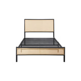 NNEED Metal Bed Frame Single Size with Rattan Board