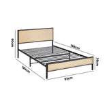 NNEED Metal Bed Frame Single Size with Rattan Board