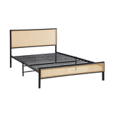 NNEED Metal Bed Frame Single Size with Rattan Board