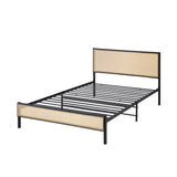 NNEED Metal Bed Frame Single Size with Rattan Board