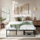 NNEED Metal Bed Frame Double Size Beds Platform Black