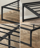 NNEED Metal Bed Frame Double Size Beds Platform Black