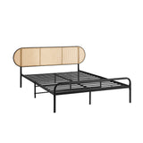 NNEED Bed Frame King Single Metal Base Rattan Headboard