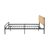 NNEED Bed Frame King Single Metal Base Rattan Headboard