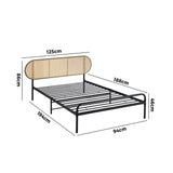 NNEED Bed Frame Single Metal Base Rattan Headboard