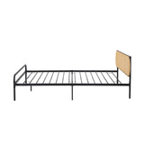 NNEED Bed Frame Single Metal Base Rattan Headboard