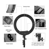 18 Two-Colour Dimmable Ring Fill Light With Tripod 55W 100-240V-1915198079649320968