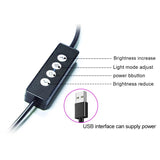 Portable Double Arm Fill Light With Phone Clip - Adjustable Brightness Black-1915196673634734087