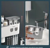 NNEOBA Wall-Mounted Bathroom Storage Rack (Gray, 4 Cups, 4 Stickers)