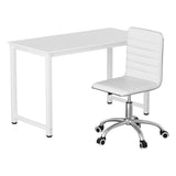 NNEDSZ Artiss Computer Desk 120cm Executive Office Chairs Set PU Leather Low Back White