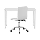 NNEDSZ Artiss Computer Desk 120cm Executive Office Chairs Set PU Leather Low Back White