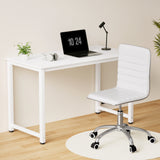 NNEDSZ Artiss Computer Desk 120cm Executive Office Chairs Set PU Leather Low Back White