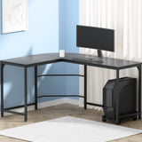 NNEDSZ Artiss Computer Desk L-Shape CPU Stand Black 147CM