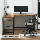 NNEDSZ Artiss Computer Desk L-Shape CPU Stand Brown 147CM