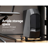 NNEDSZ Artiss Computer Desk L-Shape CPU Stand Brown 147CM